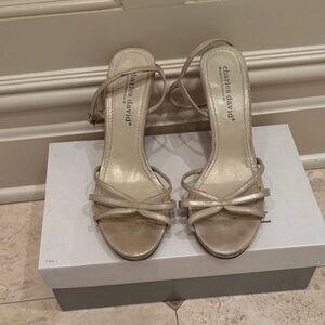 Charles David Metallic Champagne Strappy Heels